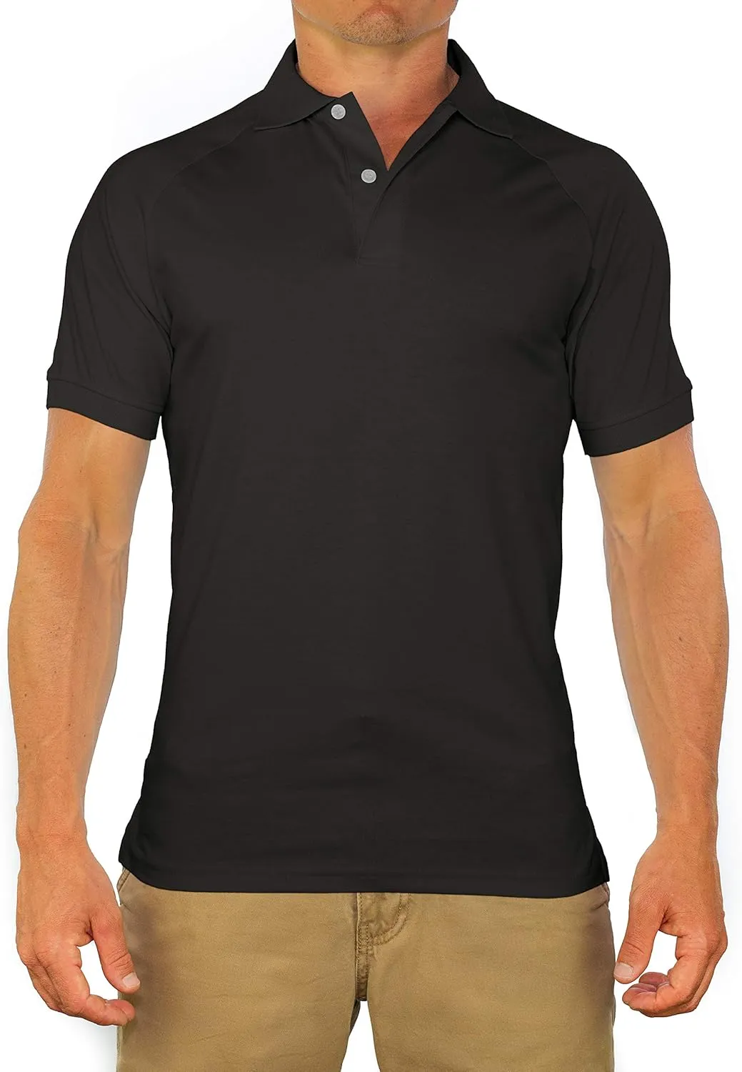 CC Perfect Slim Fit Polo Shirts for Men   Stretch | Breathable Sweat Wicking Short Sleeve Fitted Collared Mens Polo T Shirt