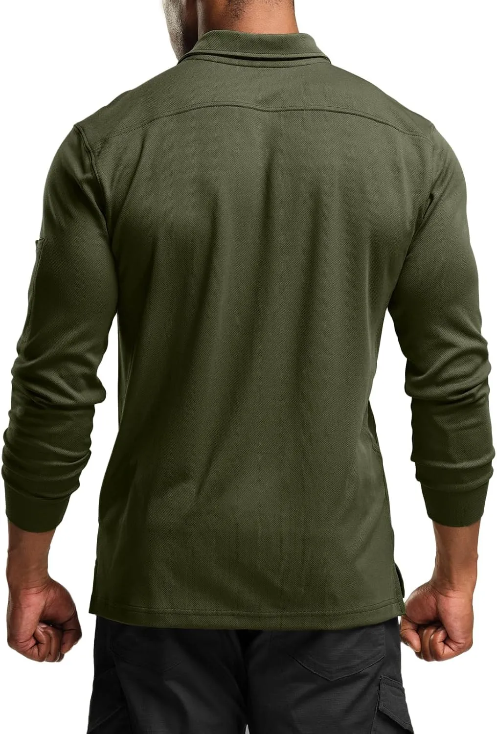CQR Men's Polo Shirt, Long Sleeve Tactical Shirts, Outdoor UPF 50  Pique Shirt, Dry Fit Lightweight Golf Shirts