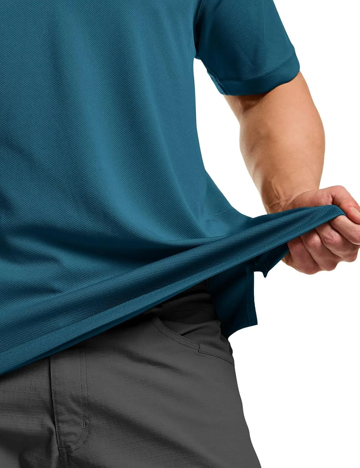 CQR Men's Polo Shirts, Tactical Short Sleeve Golf Performance Shirts, Lightweight Dry Fit UPF 50  Pique