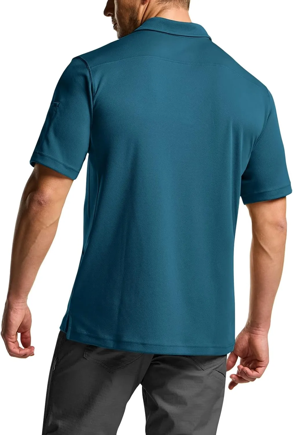 CQR Men's Polo Shirts, Tactical Short Sleeve Golf Performance Shirts, Lightweight Dry Fit UPF 50  Pique