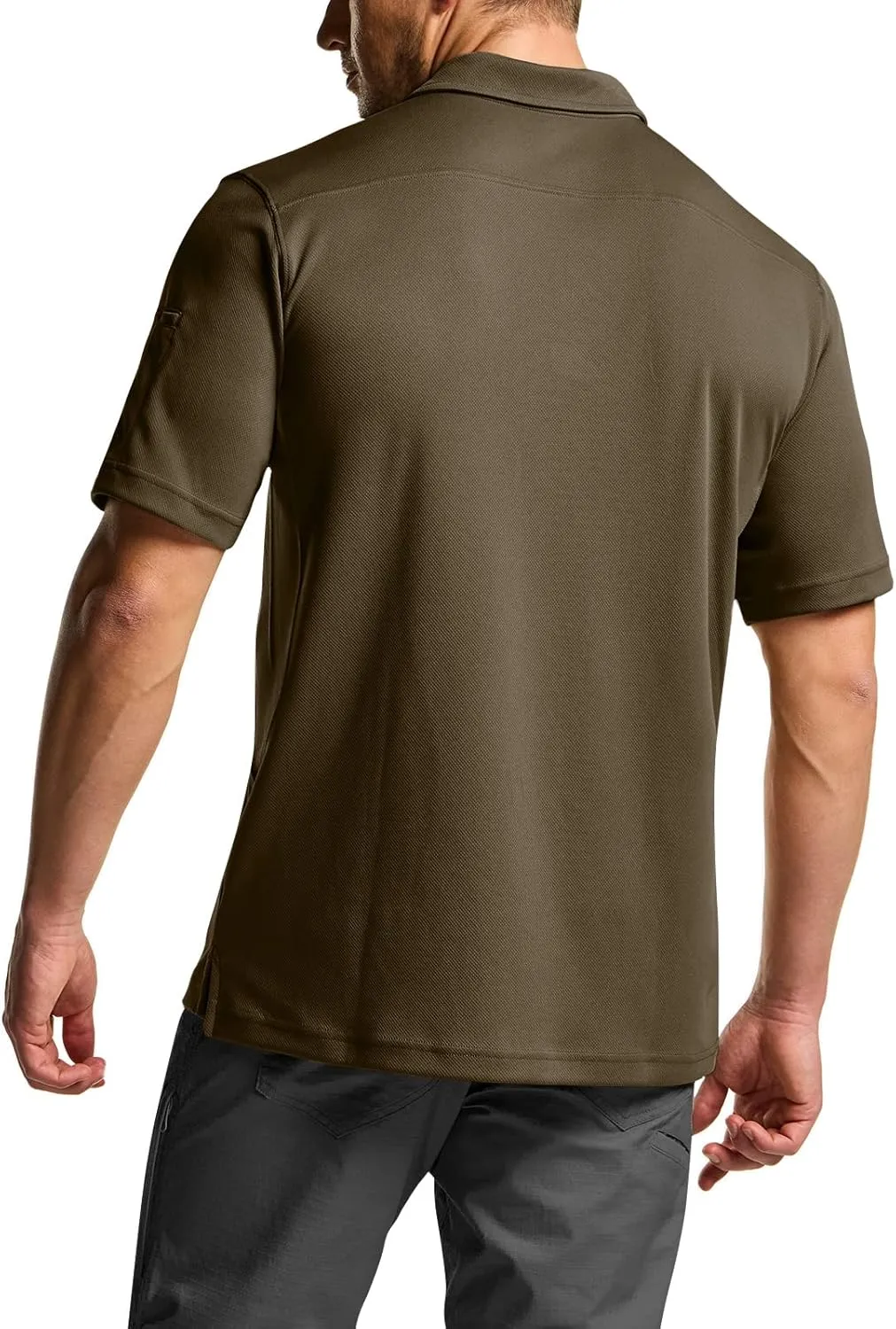 CQR Men's Polo Shirts, Tactical Short Sleeve Golf Performance Shirts, Lightweight Dry Fit UPF 50  Pique