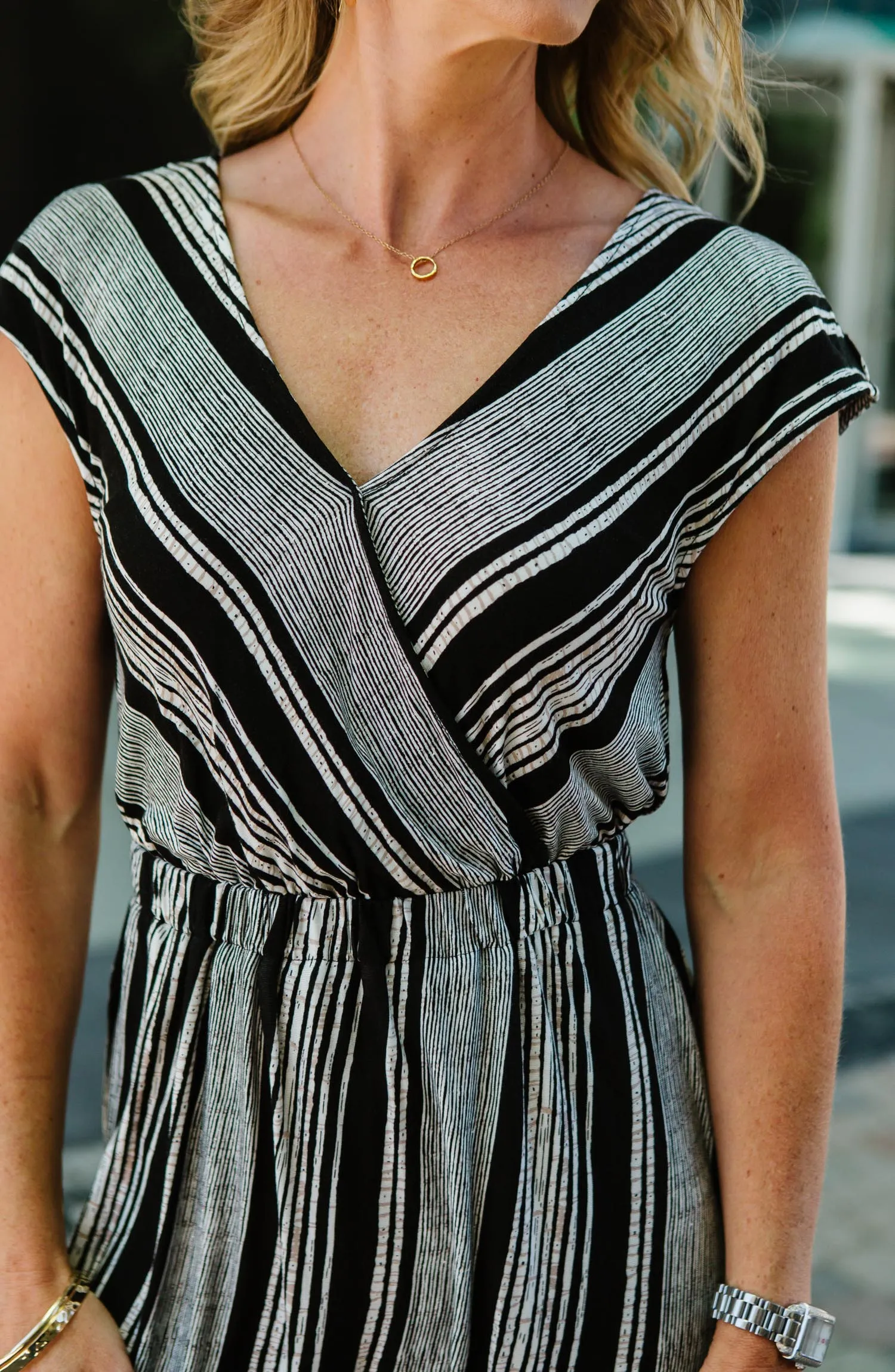 Danielle Striped V-Neck Dress FINAL SALE