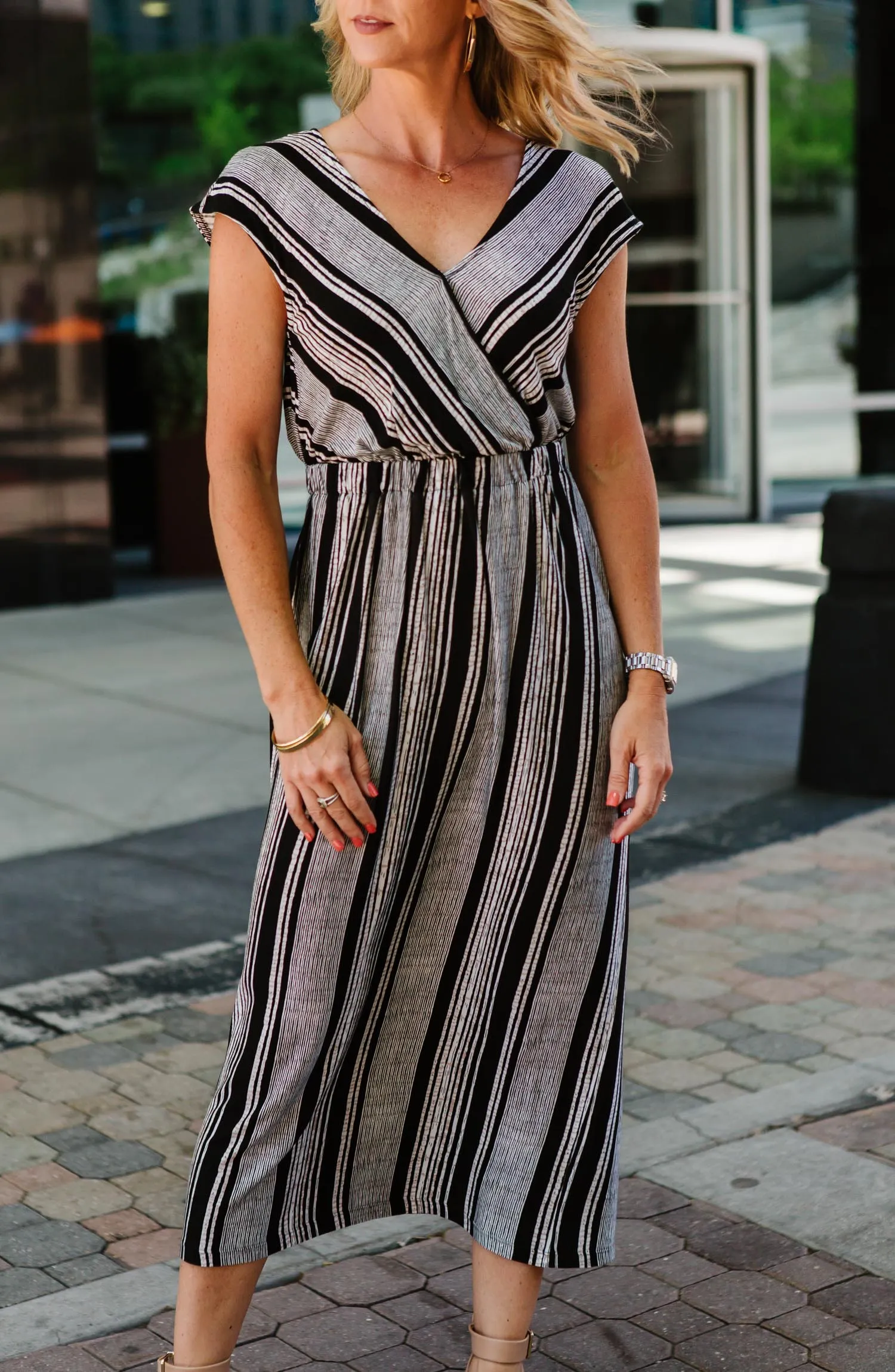 Danielle Striped V-Neck Dress FINAL SALE