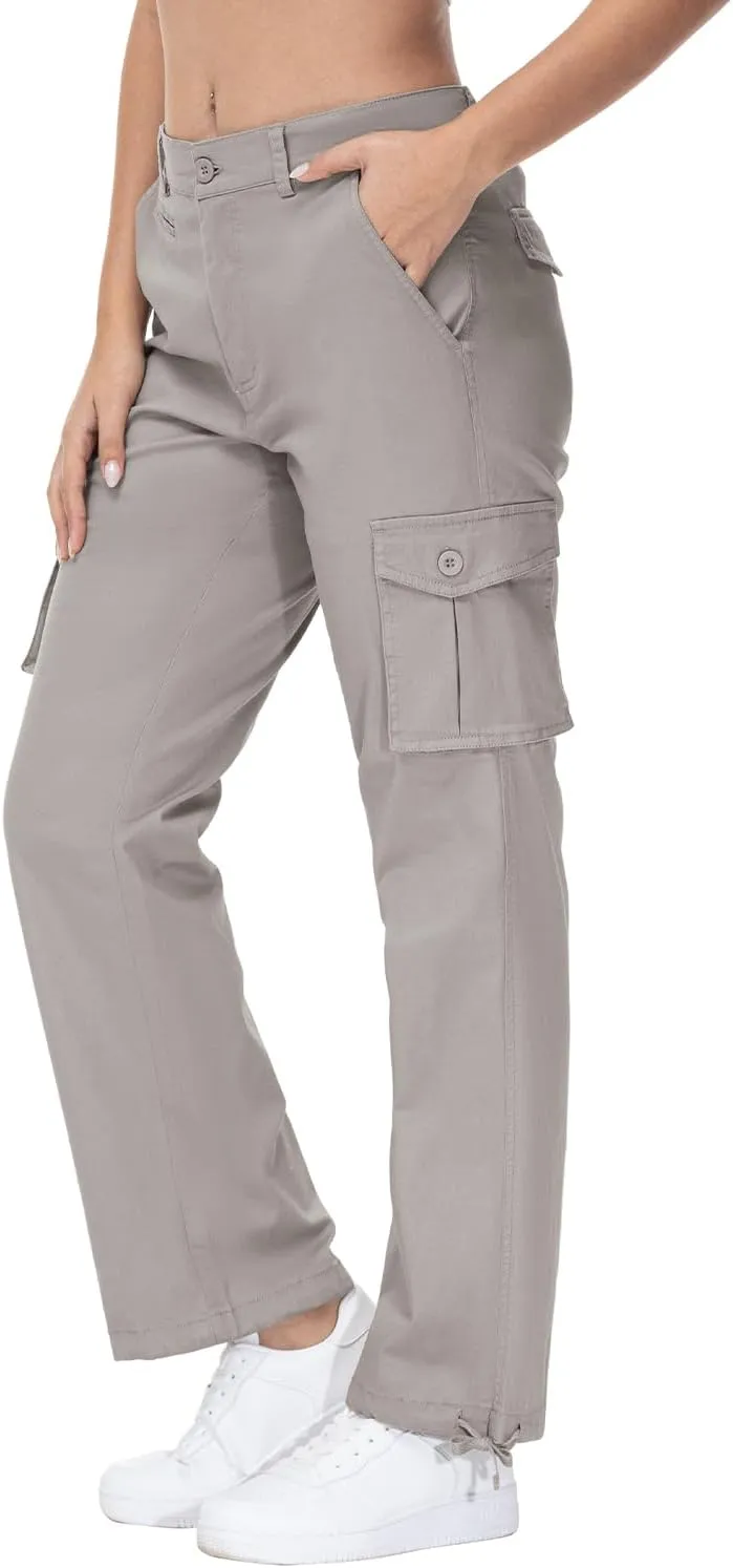 Gopune Women's Hiking Cargo Pants Lightweight Outdoor Travel Work Casual Cotton Pants with 7 Pockets