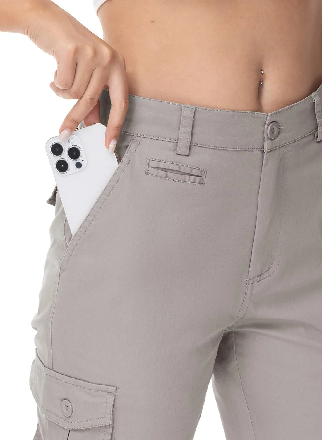 Gopune Women's Hiking Cargo Pants Lightweight Outdoor Travel Work Casual Cotton Pants with 7 Pockets