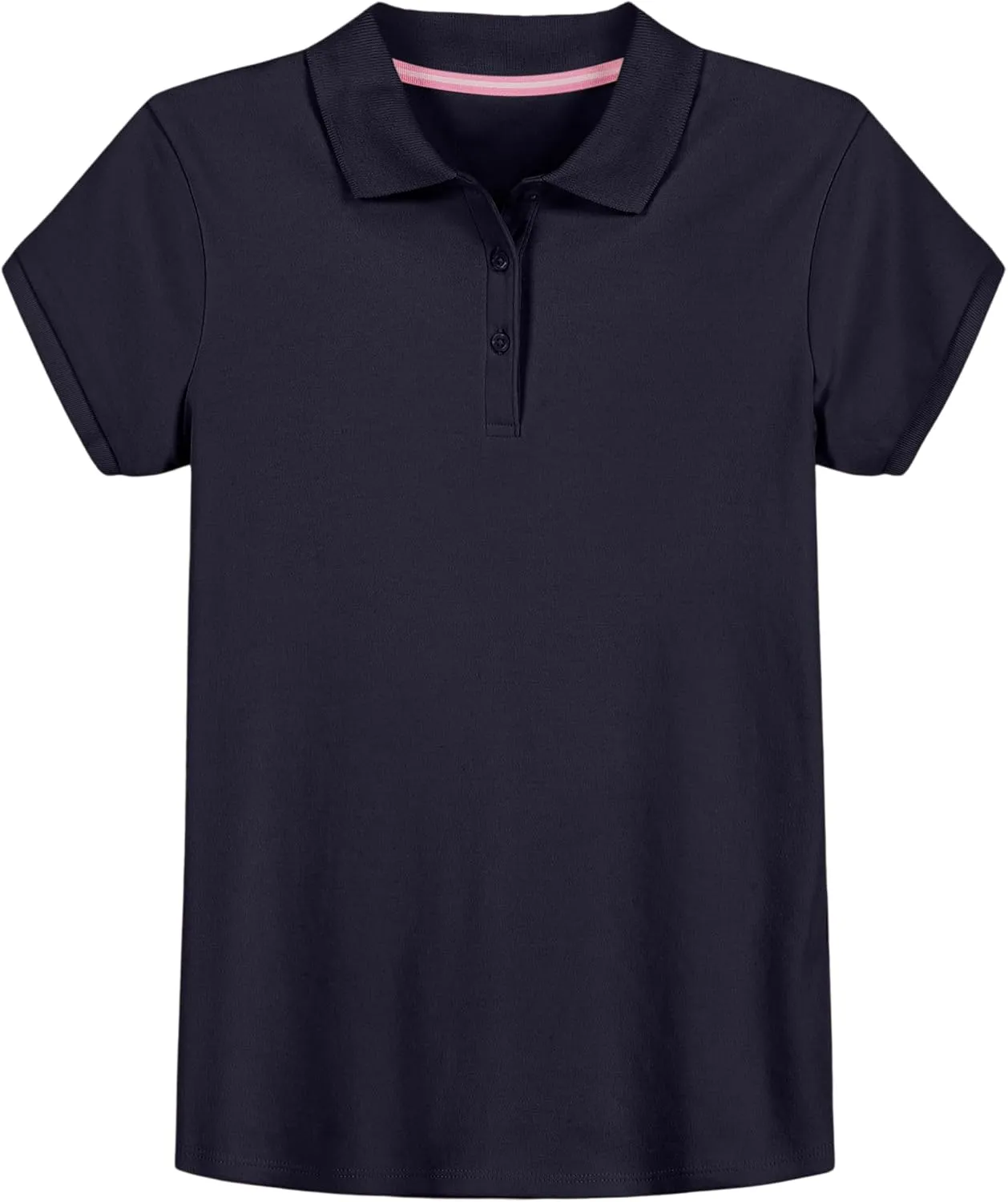 IZOD Girls' School Uniform Short Sleeve Polo Shirt, Button Closure, Comfortable & Soft Interlock Fabric