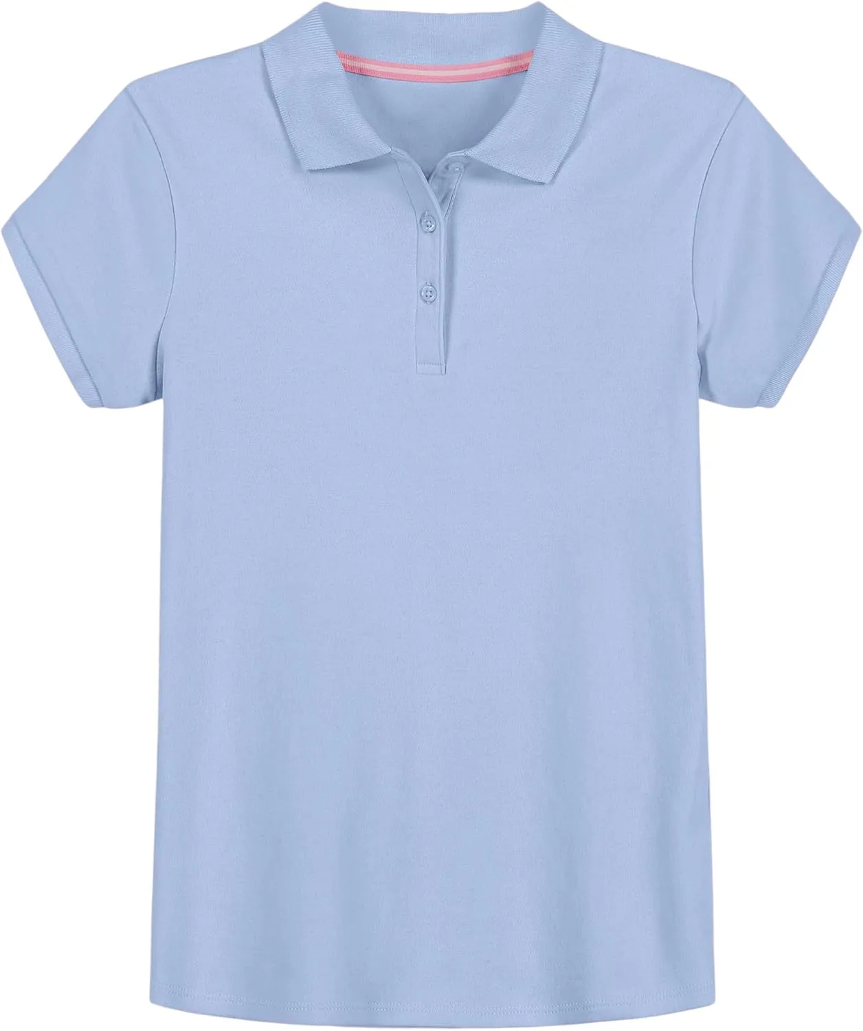 IZOD Girls' School Uniform Short Sleeve Polo Shirt, Button Closure, Comfortable & Soft Interlock Fabric