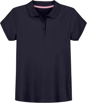 IZOD Girls' School Uniform Short Sleeve Polo Shirt, Button Closure, Comfortable & Soft Interlock Fabric