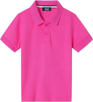 LittleSpring Kids School Uniform Pique Polo Shirts Short Sleeve