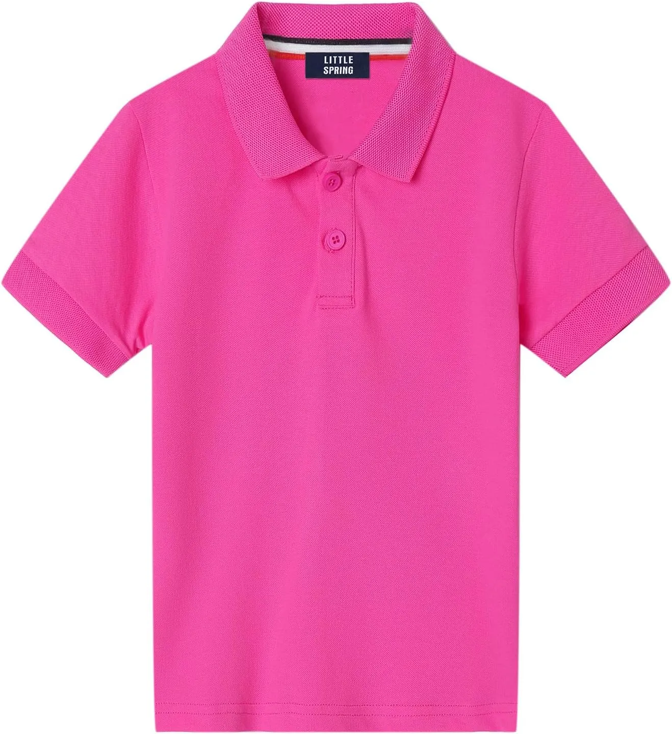 LittleSpring Kids School Uniform Pique Polo Shirts Short Sleeve