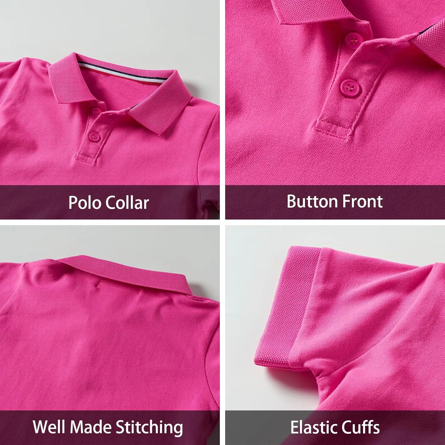 LittleSpring Kids School Uniform Pique Polo Shirts Short Sleeve