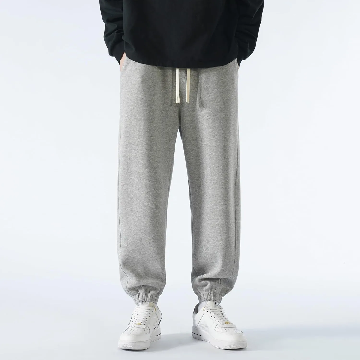 Men's Lightweight Cotton Sweatpants with Pockets Drawstring Joggers Workout Pants for Lounge,Gym,Running
