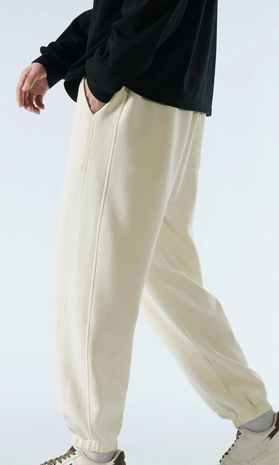 Men's Lightweight Cotton Sweatpants with Pockets Drawstring Joggers Workout Pants for Lounge,Gym,Running