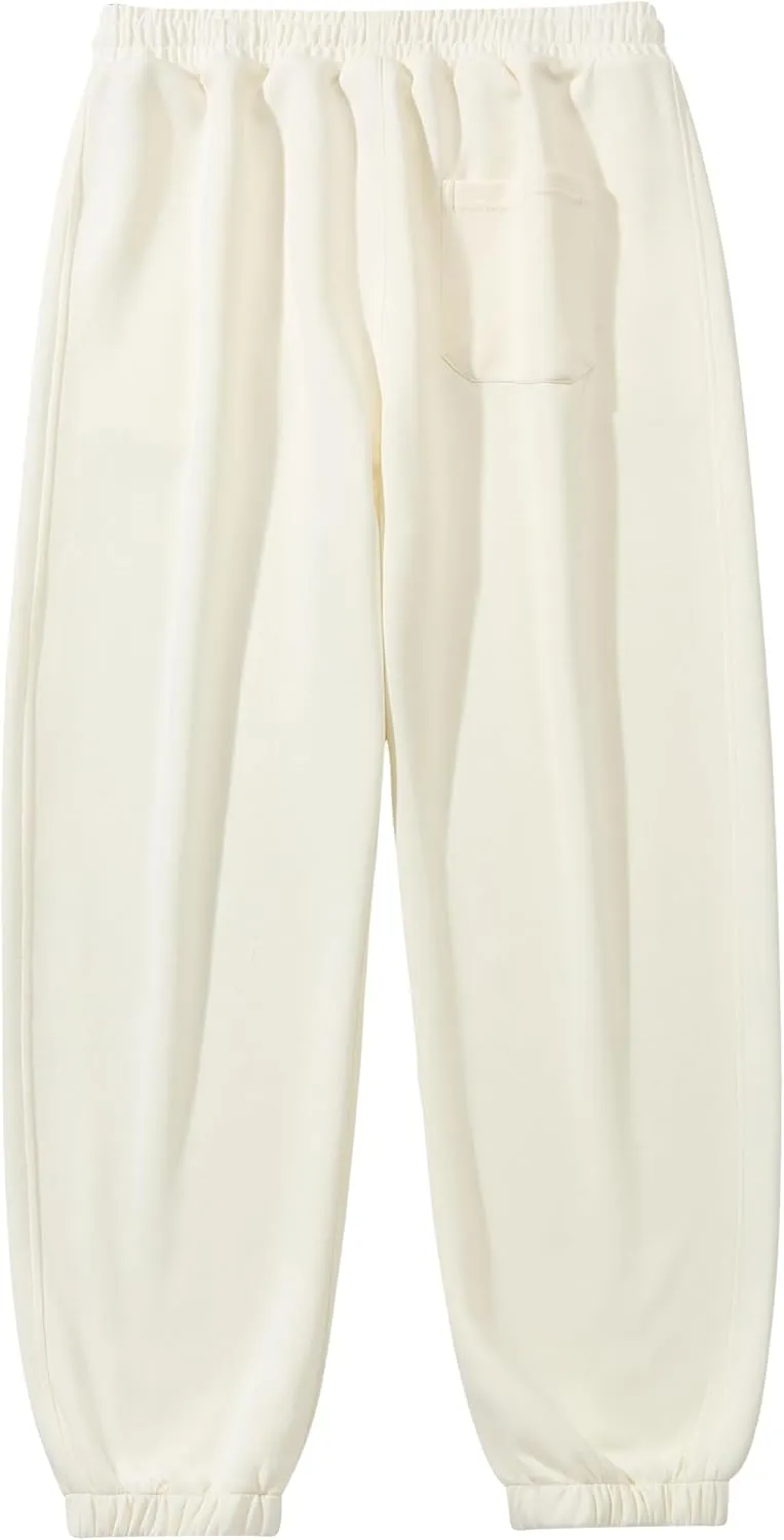 Men's Lightweight Cotton Sweatpants with Pockets Drawstring Joggers Workout Pants for Lounge,Gym,Running