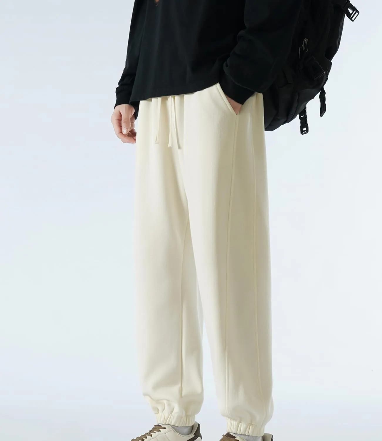 Men's Lightweight Cotton Sweatpants with Pockets Drawstring Joggers Workout Pants for Lounge,Gym,Running