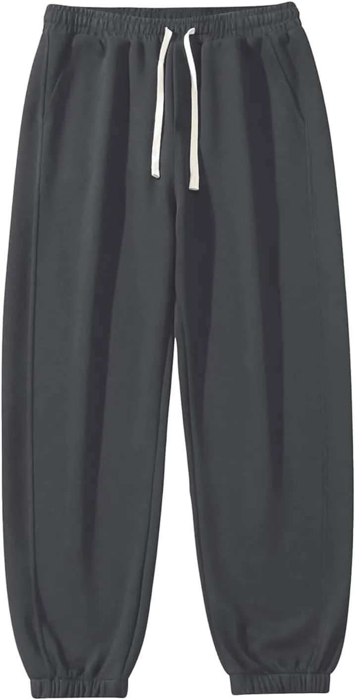 Men's Lightweight Cotton Sweatpants with Pockets Drawstring Joggers Workout Pants for Lounge,Gym,Running