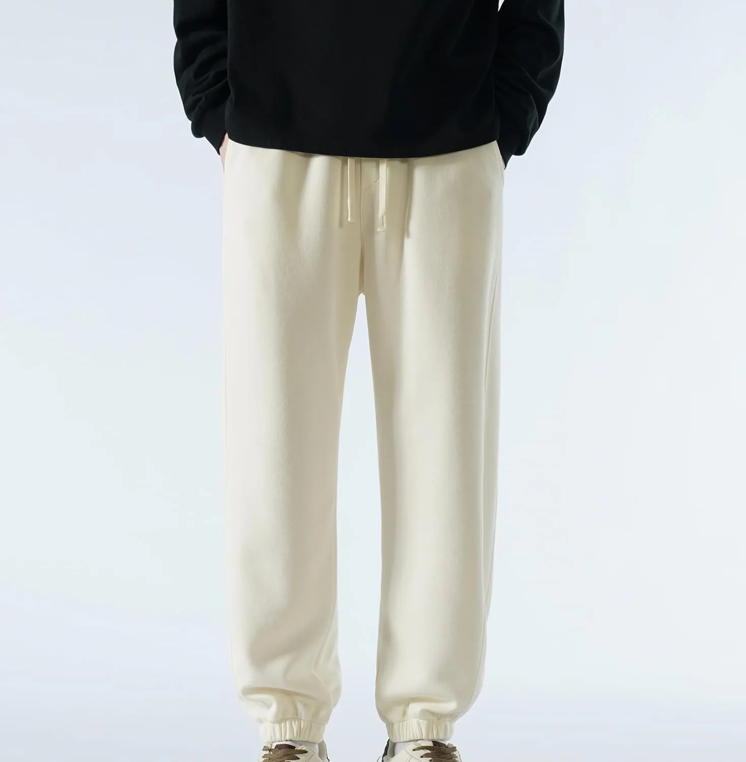 Men's Lightweight Cotton Sweatpants with Pockets Drawstring Joggers Workout Pants for Lounge,Gym,Running