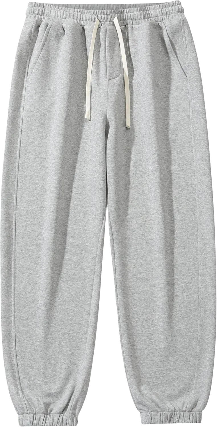 Men's Lightweight Cotton Sweatpants with Pockets Drawstring Joggers Workout Pants for Lounge,Gym,Running