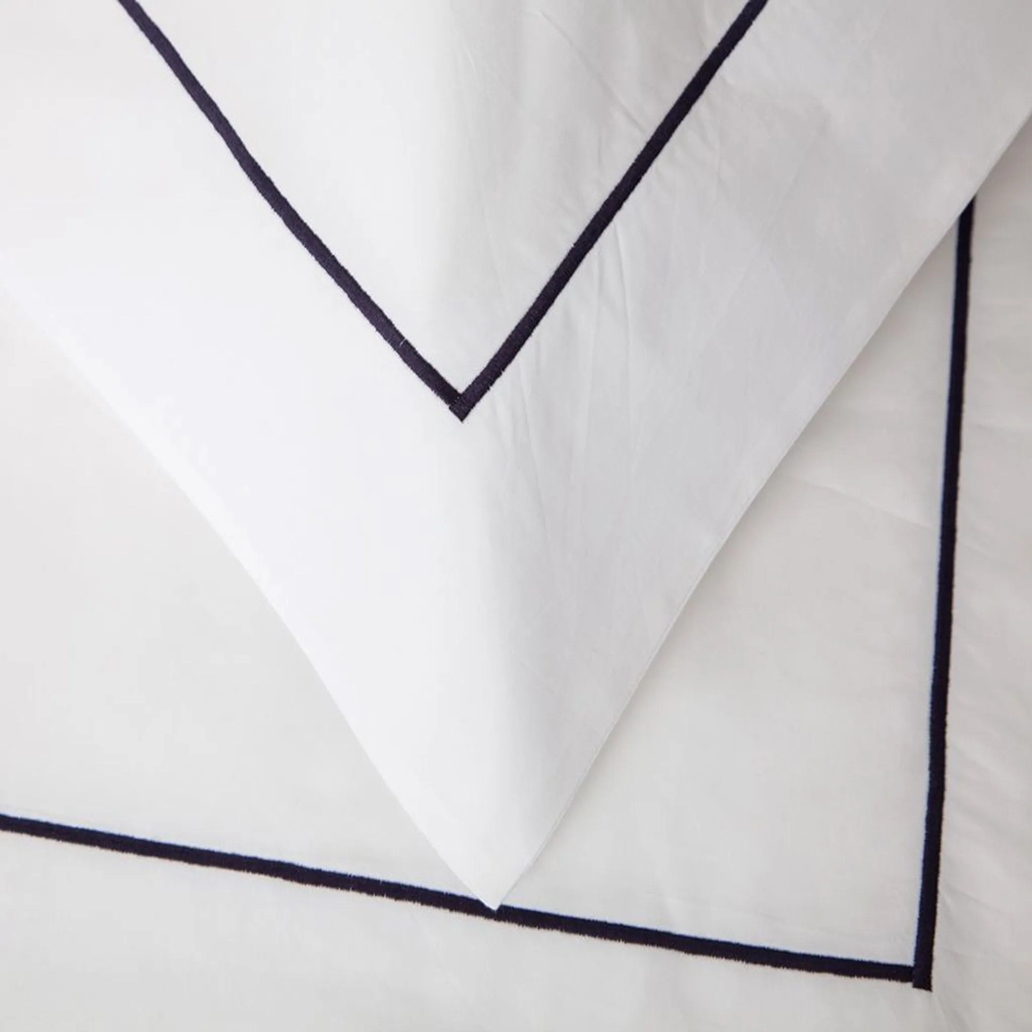 Navy Row Cord Cotton Percale Housewife Pillowcase