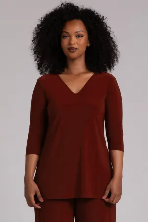 Nu Ideal V-Neck Tunic Plus | Rust
