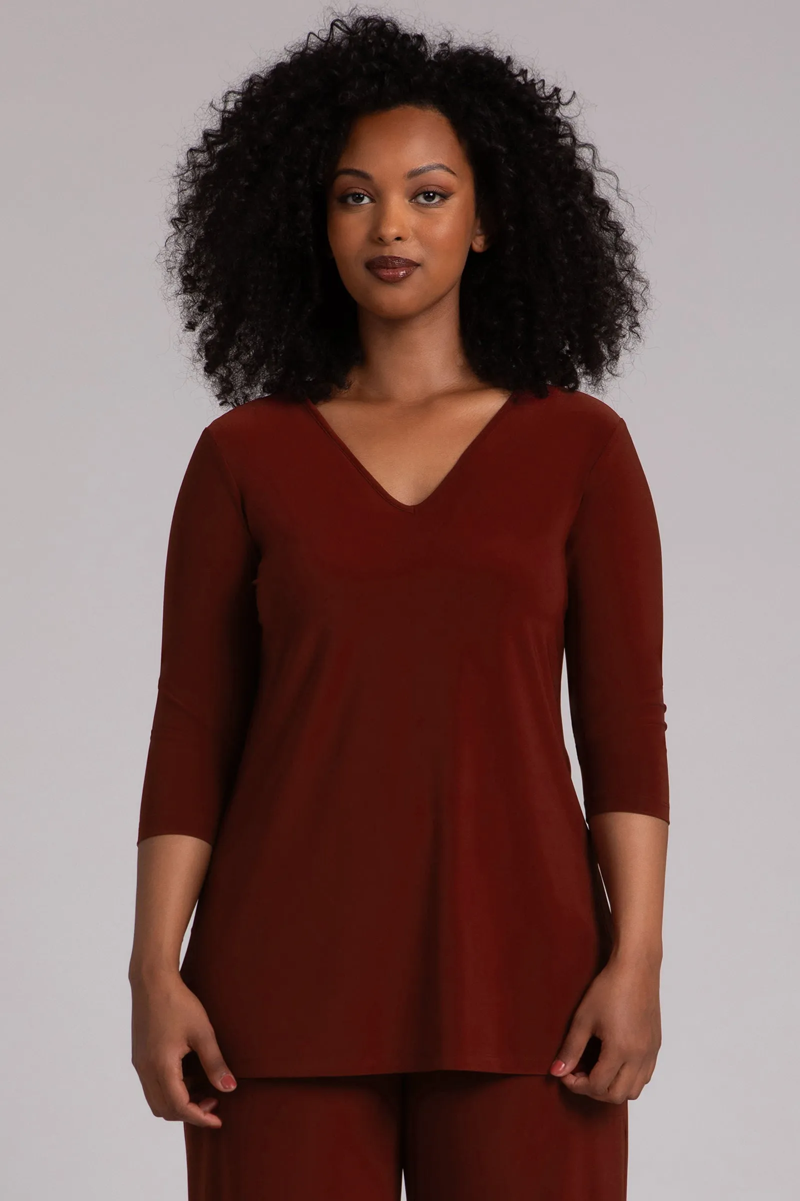 Nu Ideal V-Neck Tunic Plus | Rust