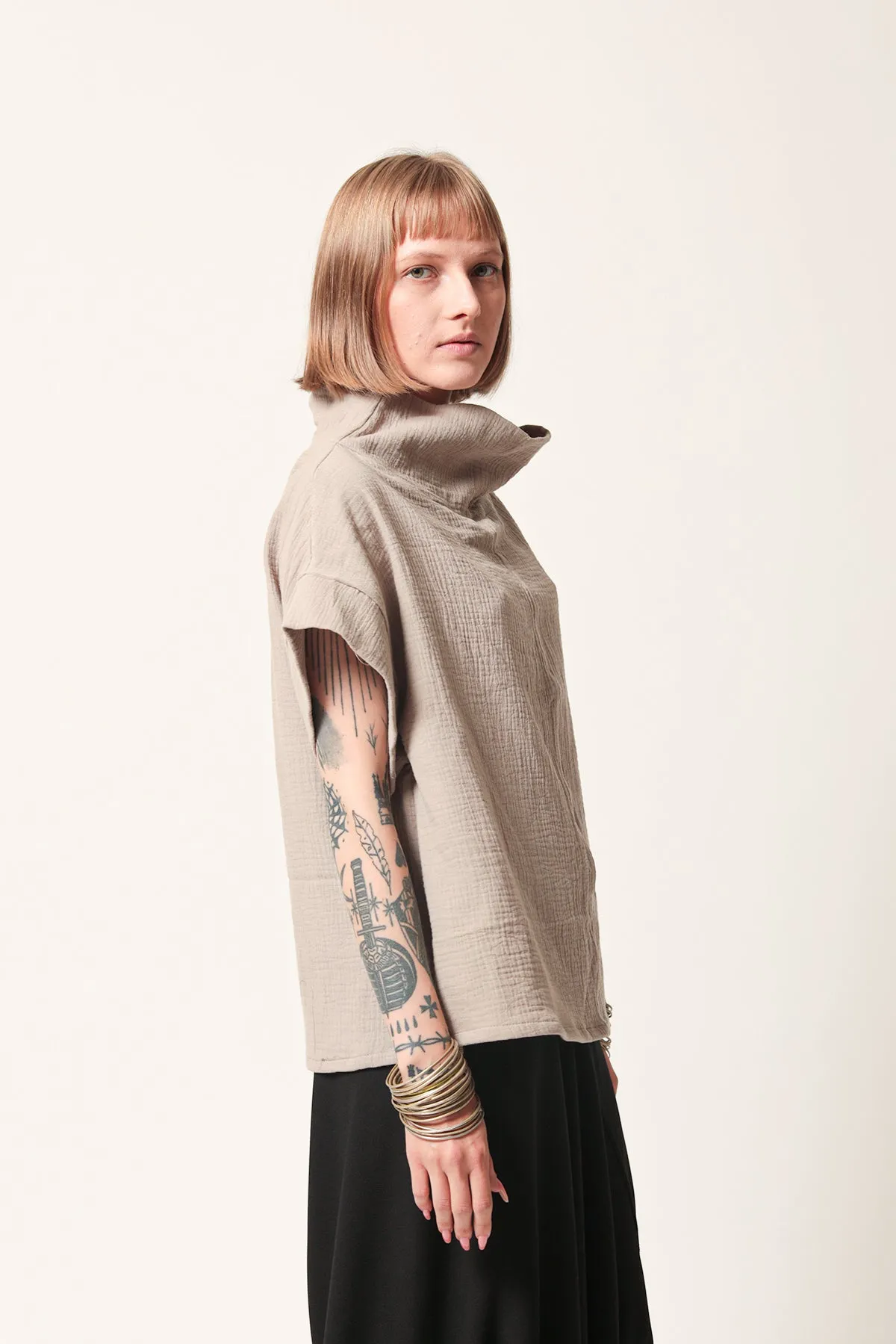 Oversize Beige Cotton Top