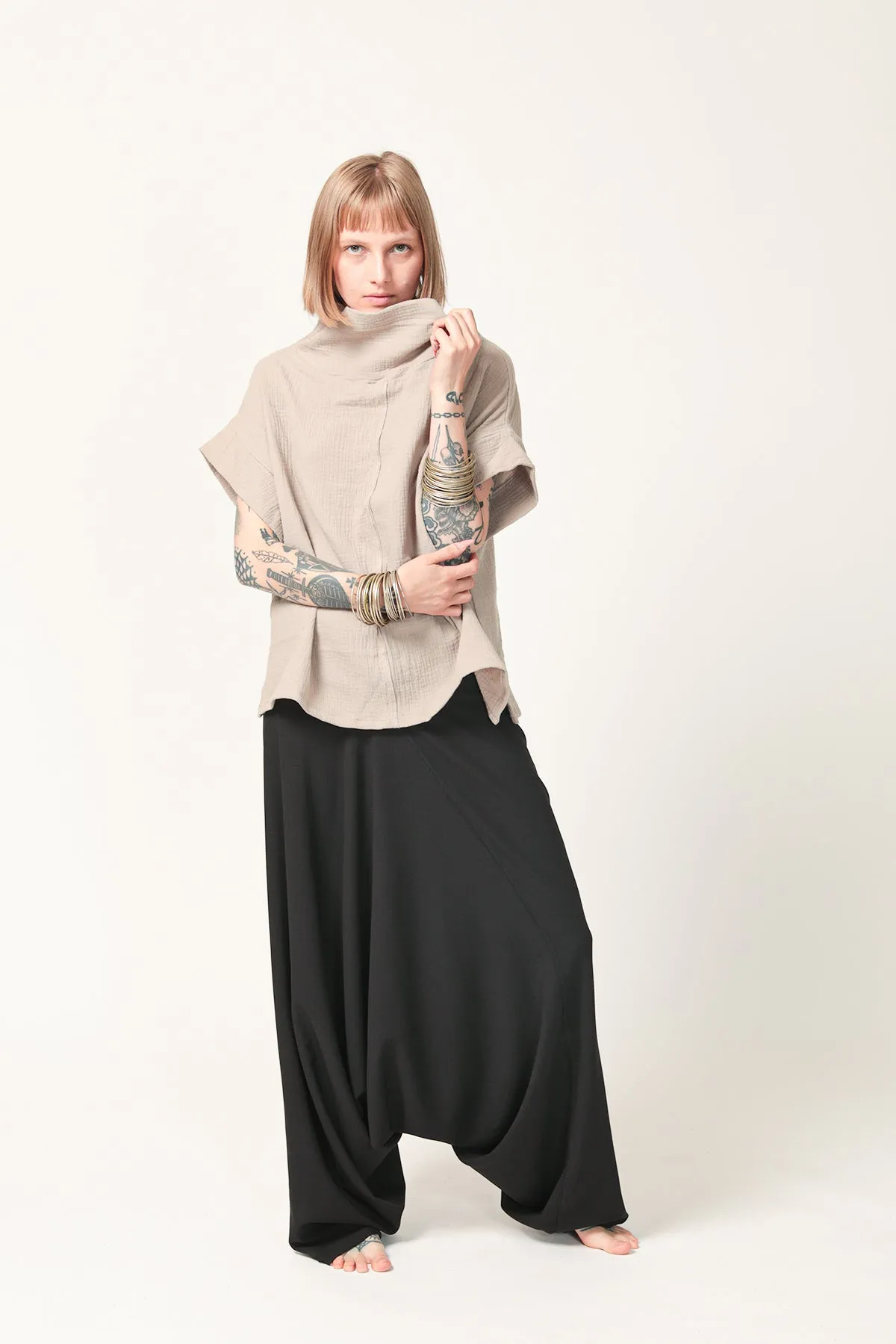 Oversize Beige Cotton Top