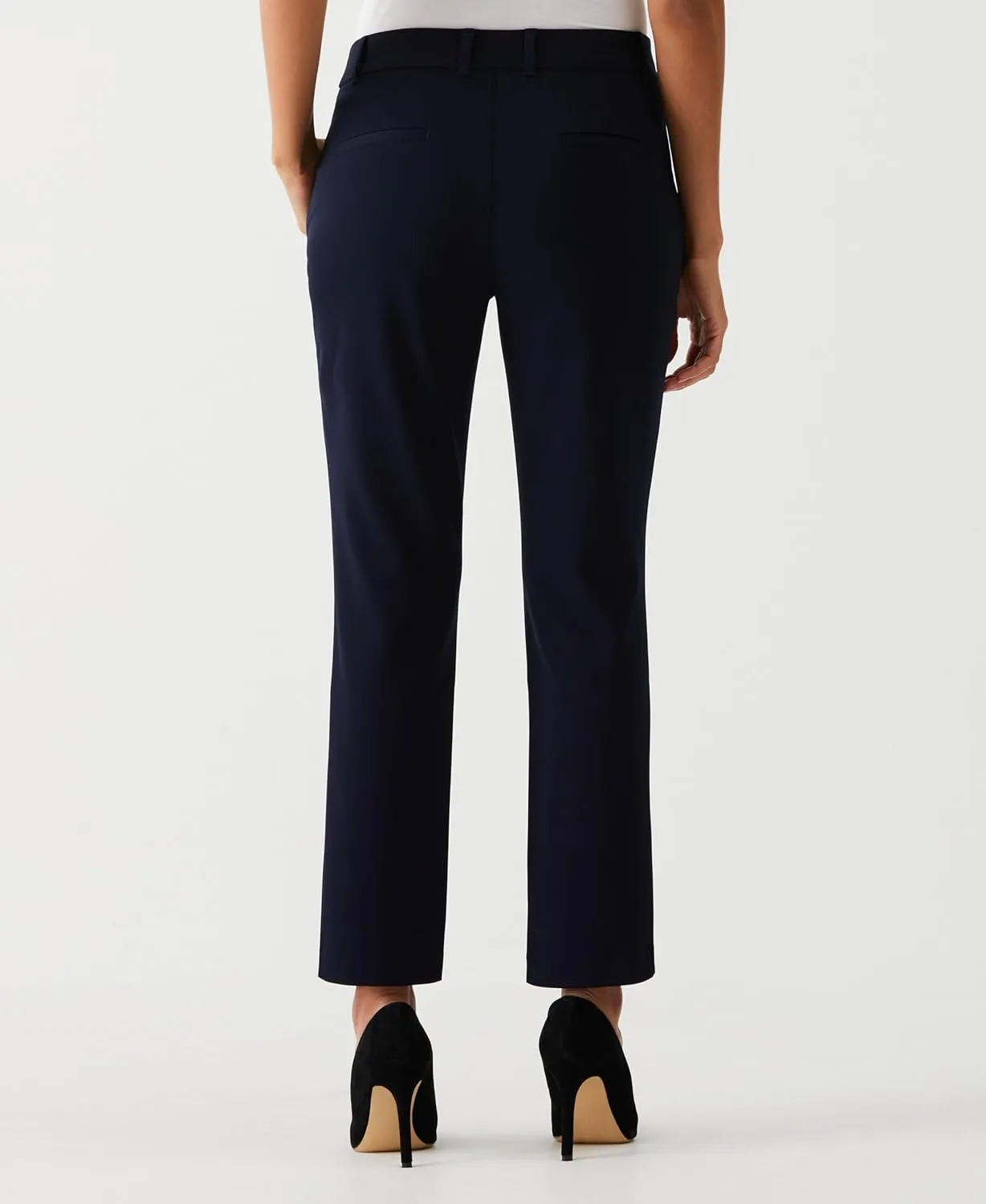 Rafaella Women's 28" Petite Stretch Ankle Pants with Slimming Waist Panel, Soft Gabardine Fabric, Straight Leg Classic Fit