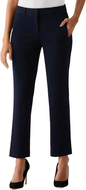 Rafaella Women's 28" Petite Stretch Ankle Pants with Slimming Waist Panel, Soft Gabardine Fabric, Straight Leg Classic Fit