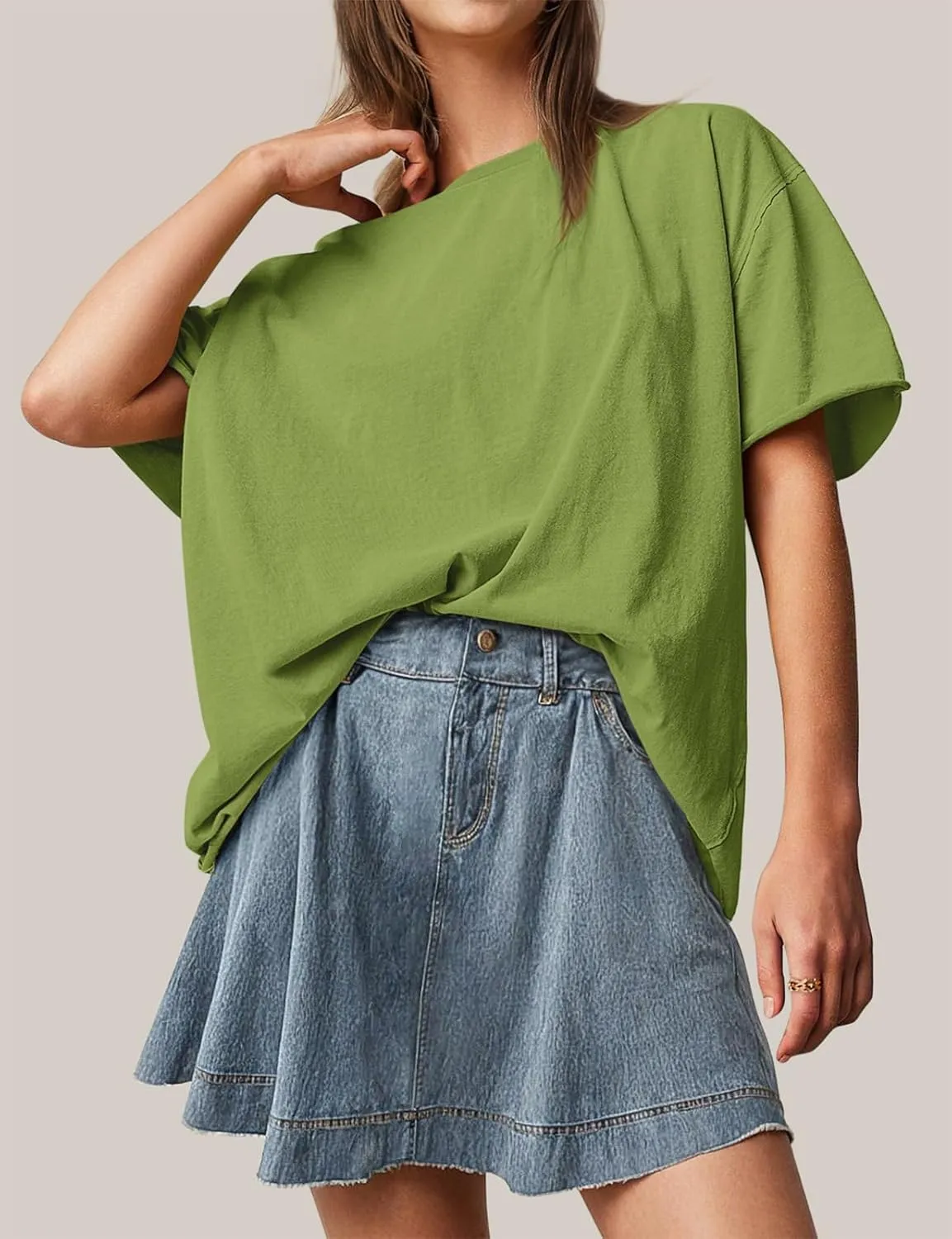 TARSE Oversized Tshirts for Women 2024 Loose Fit Summer Tunic Tops Soft Cotton Short Sleeve Boxy Tee