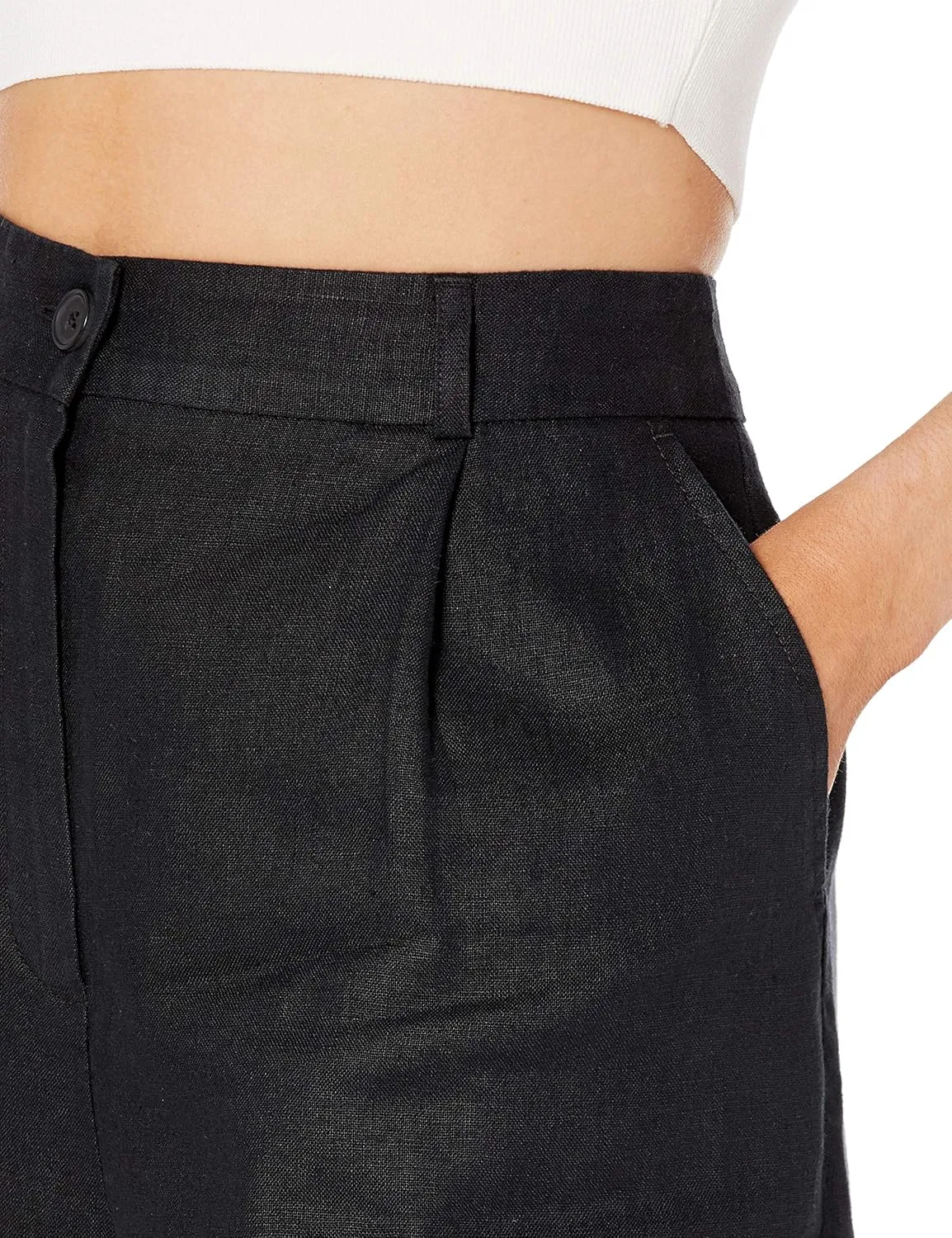 The Drop Women's Standard Millie Loose-fit Pleated Long Linen Walk Short