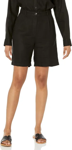 The Drop Women's Standard Millie Loose-fit Pleated Long Linen Walk Short
