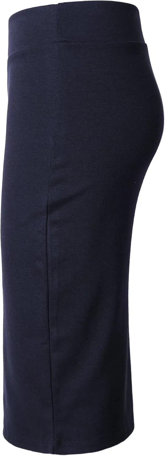 Urban CoCo Women's Elastic Waist Stretch Bodycon Midi Pencil Skirt
