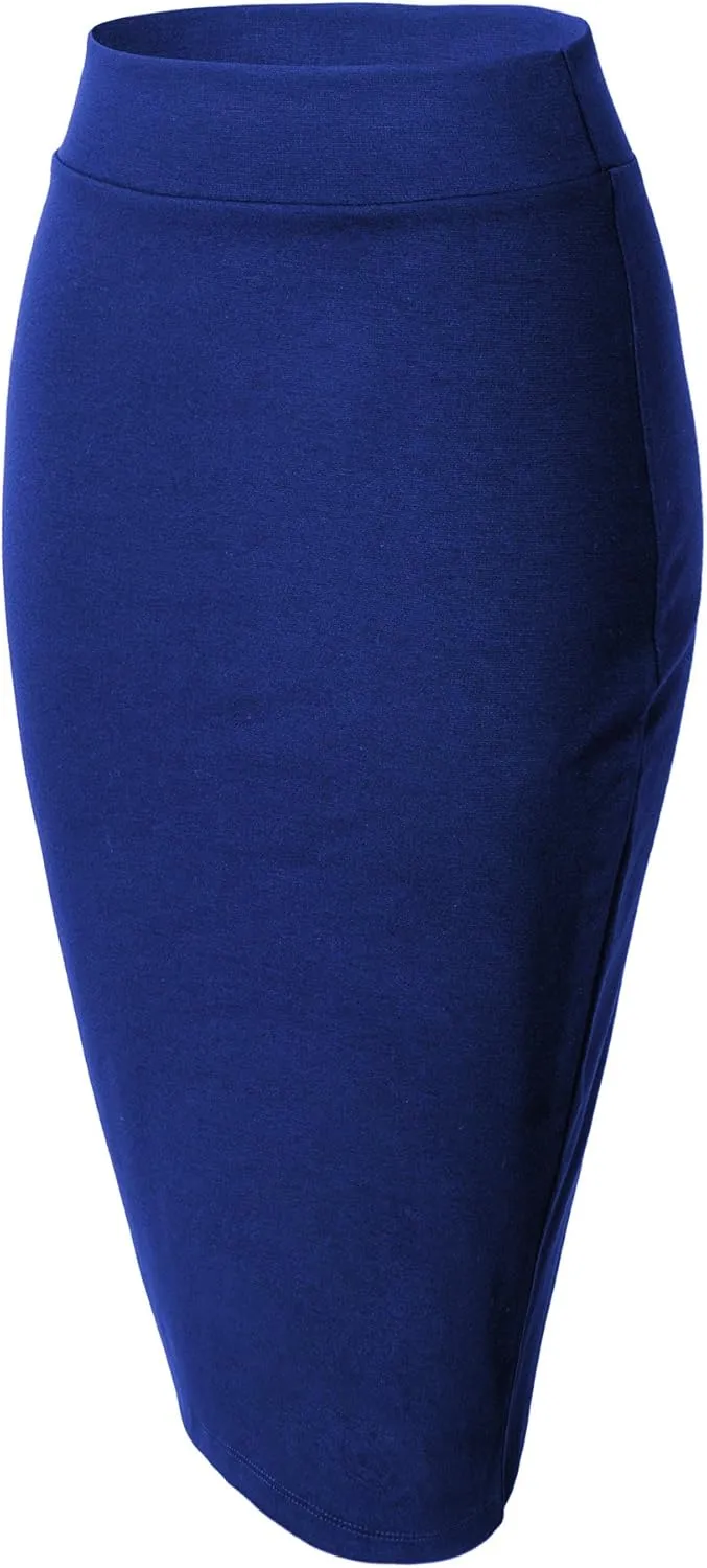 Urban CoCo Women's Elastic Waist Stretch Bodycon Midi Pencil Skirt