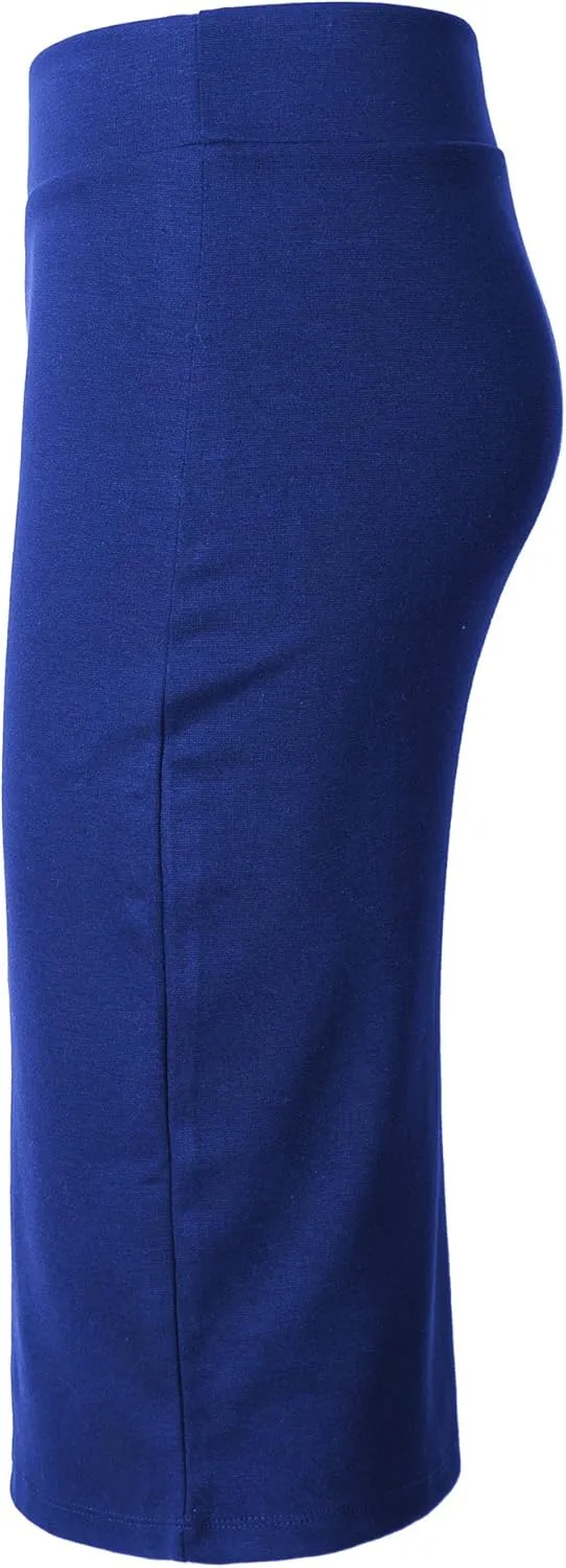 Urban CoCo Women's Elastic Waist Stretch Bodycon Midi Pencil Skirt