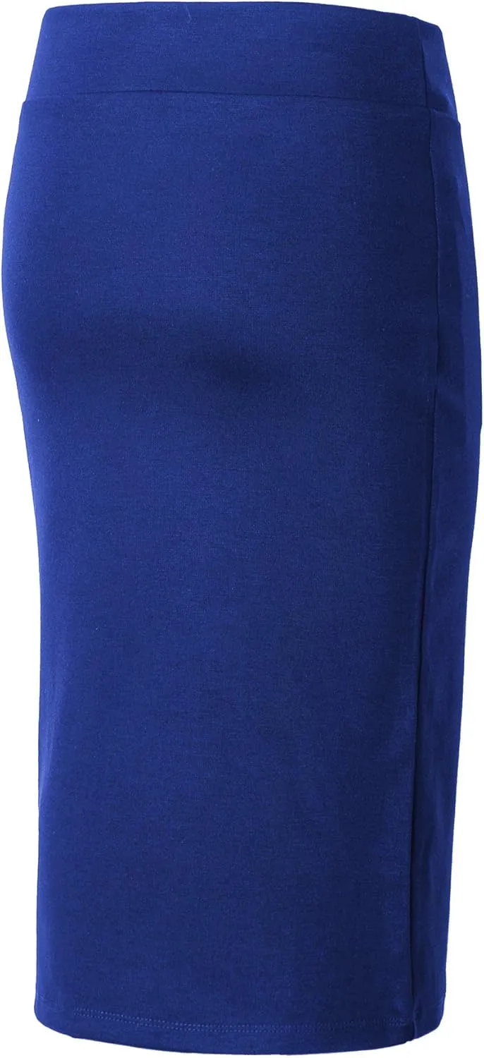 Urban CoCo Women's Elastic Waist Stretch Bodycon Midi Pencil Skirt