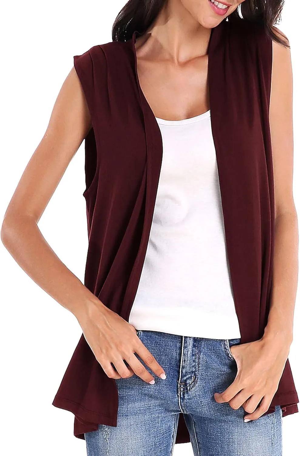 Urban CoCo Women's Sleeveless Cardigan Open Front Vest Lightweight Cool Coat