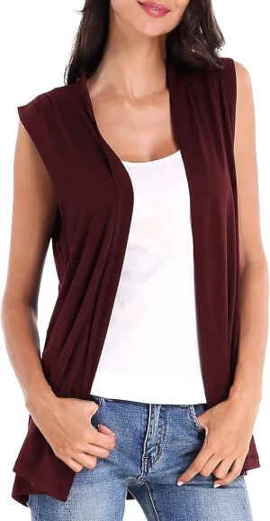 Urban CoCo Women's Sleeveless Cardigan Open Front Vest Lightweight Cool Coat