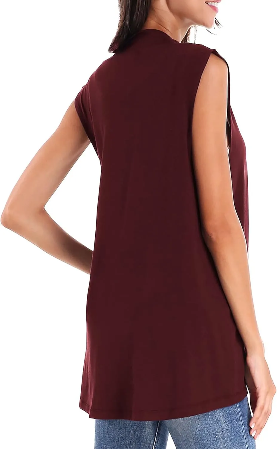 Urban CoCo Women's Sleeveless Cardigan Open Front Vest Lightweight Cool Coat
