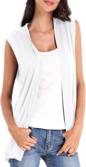 Urban CoCo Women's Sleeveless Cardigan Open Front Vest Lightweight Cool Coat