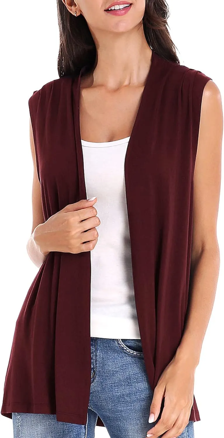 Urban CoCo Women's Sleeveless Cardigan Open Front Vest Lightweight Cool Coat
