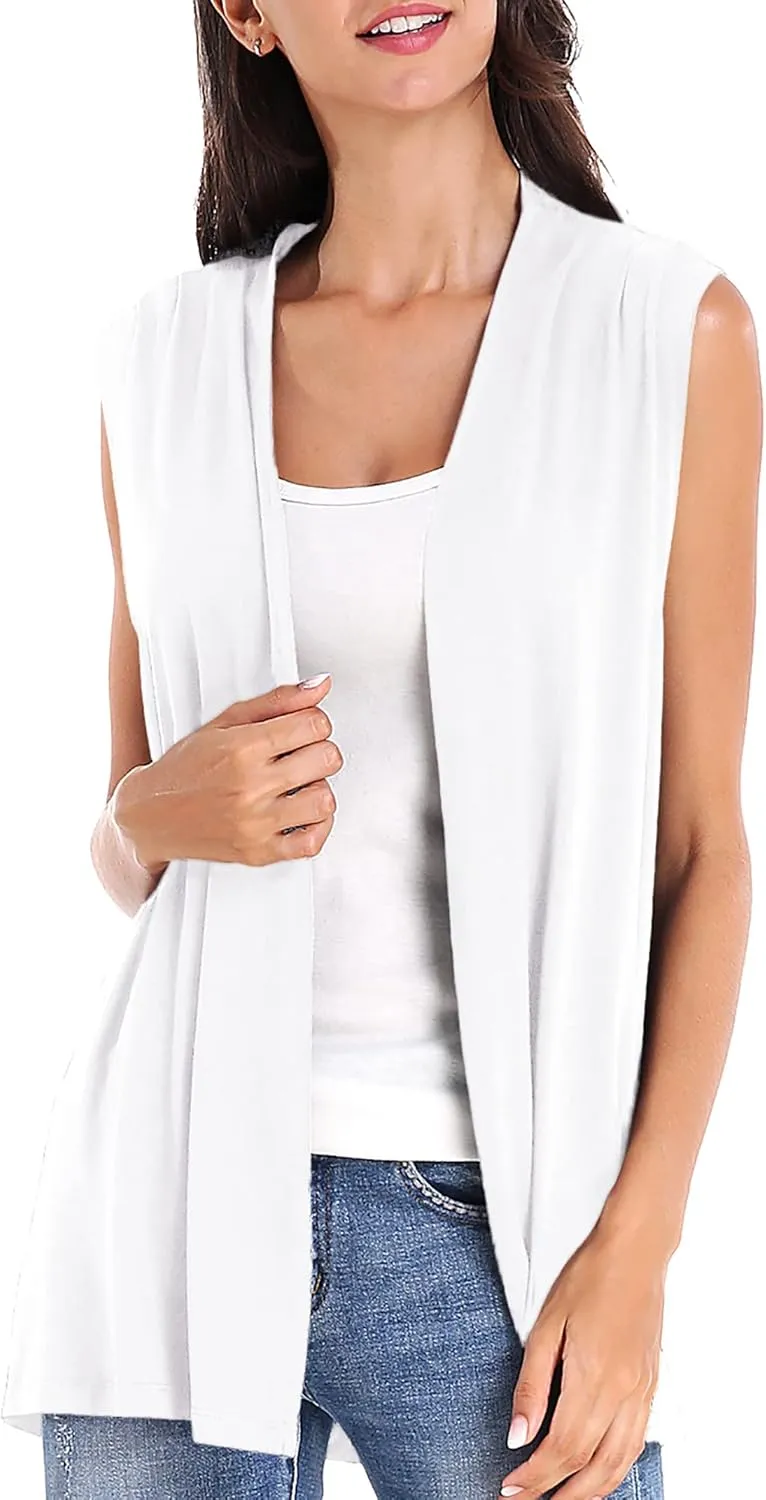Urban CoCo Women's Sleeveless Cardigan Open Front Vest Lightweight Cool Coat
