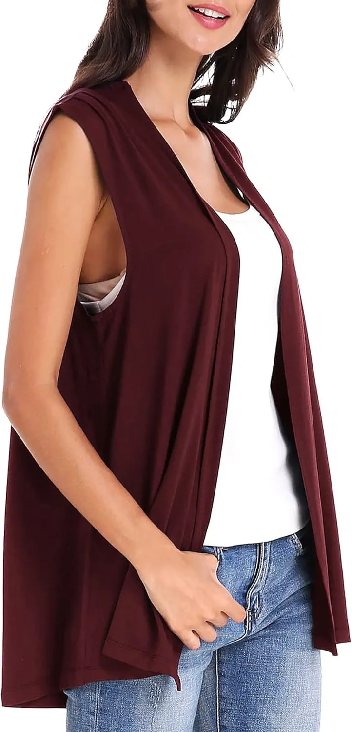 Urban CoCo Women's Sleeveless Cardigan Open Front Vest Lightweight Cool Coat