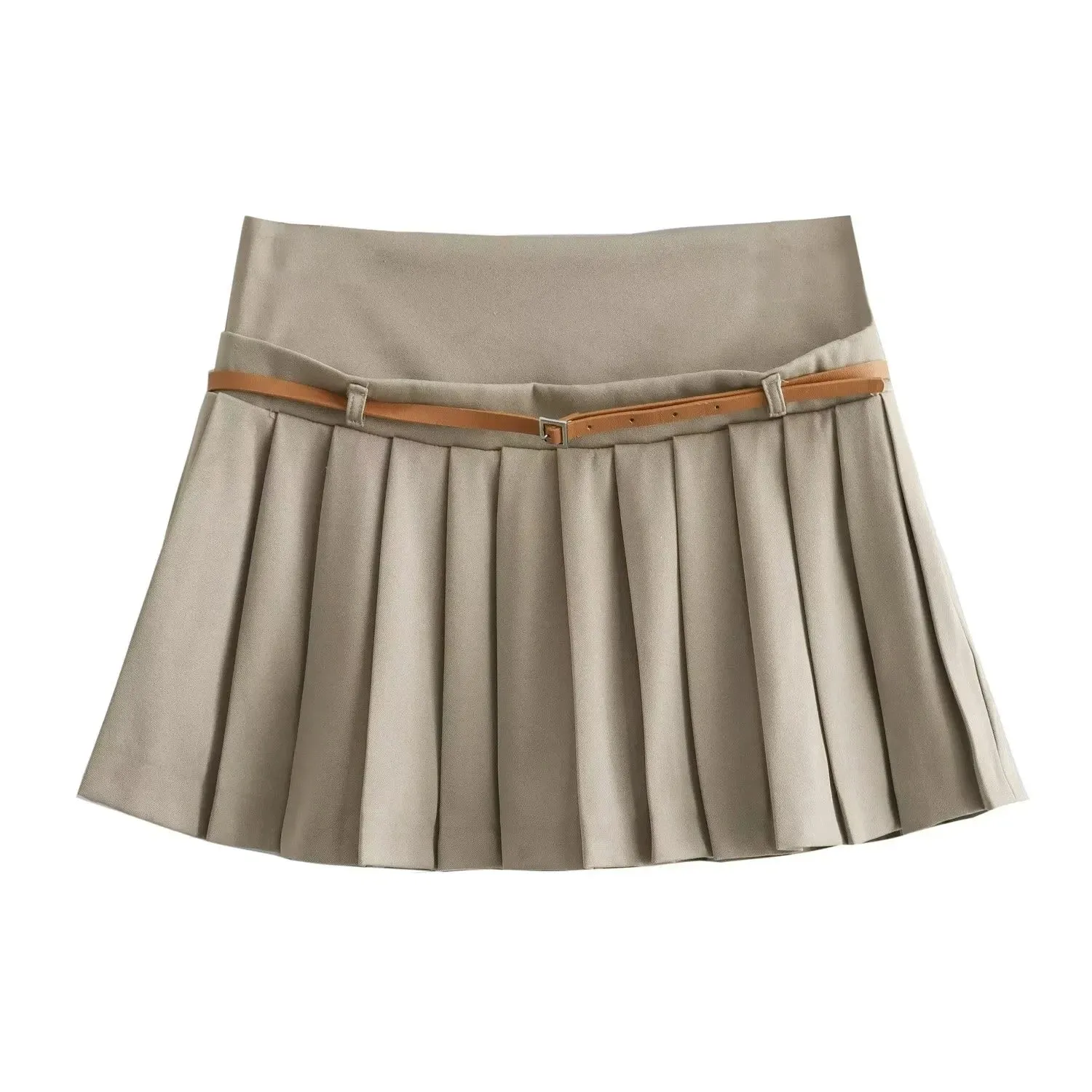 Women Casual Chic Shorts Skirt Fashion Spring Elegant Female Shorts Skirt Women Zipper Draped Belt Skirt
