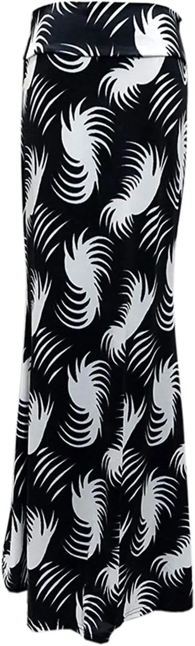 Xixiuly Women's Flower Print Fold Over Skirt High Waist Maxi Skirt Summer Beach Long Skirt