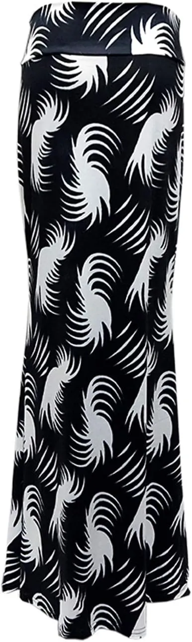 Xixiuly Women's Flower Print Fold Over Skirt High Waist Maxi Skirt Summer Beach Long Skirt