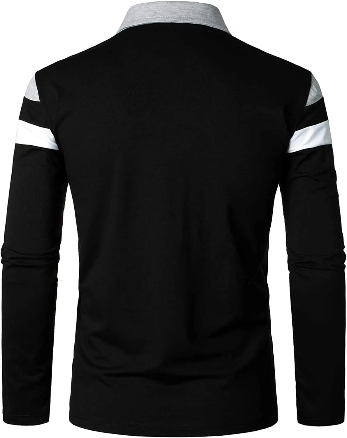YTD Men's Long Sleeve Polo Shirts Quarter-Zip Casual Slim Fit Lapel Neck Basic Designed Cotton Shirts