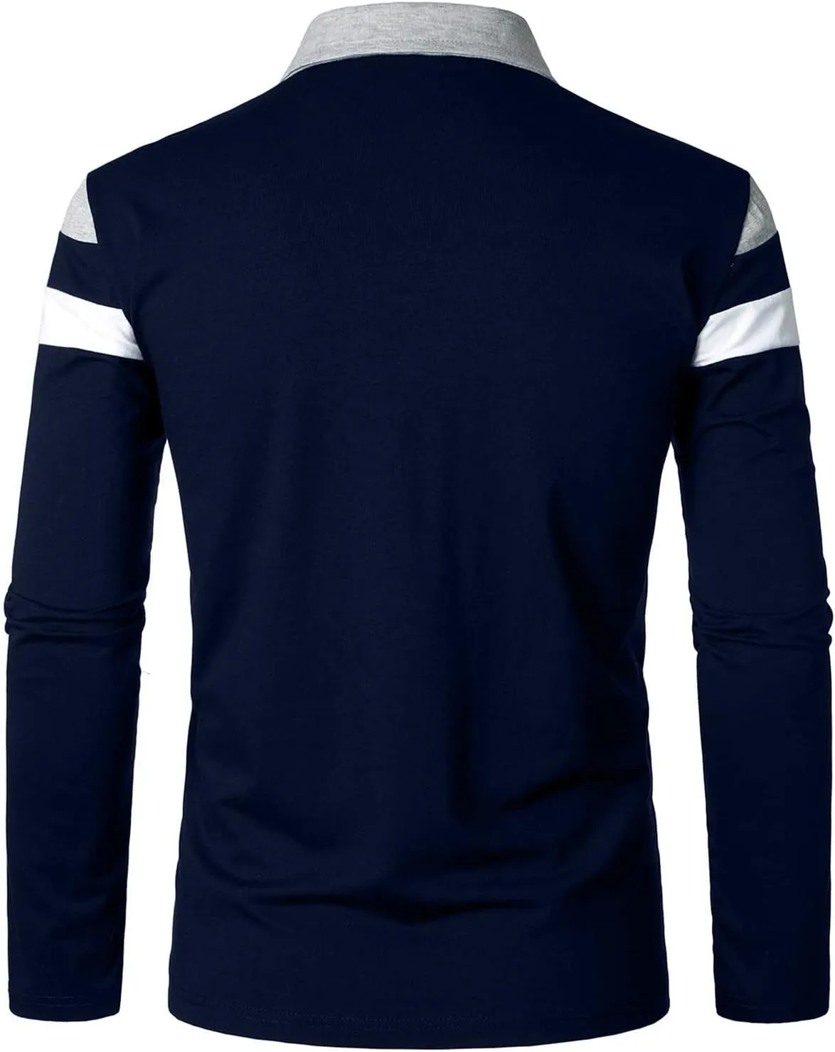 YTD Men's Long Sleeve Polo Shirts Quarter-Zip Casual Slim Fit Lapel Neck Basic Designed Cotton Shirts